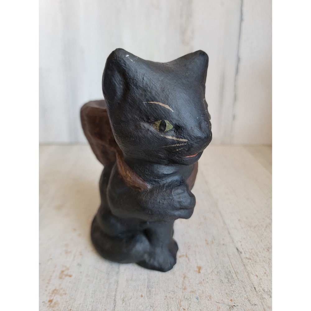 shanby chic black cat vintage basket Halloween rustic kitten home decor figure